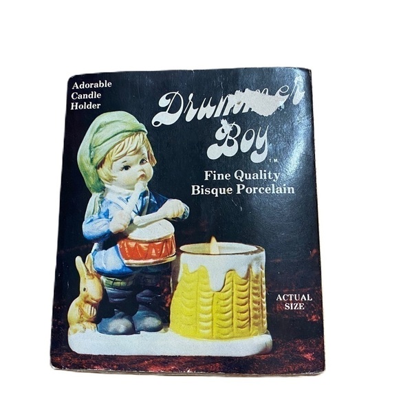 Vintage Drummer Boy Candle Holder Bisque Porcelain Jasco Taiwan Christmas - Picture 1 of 5